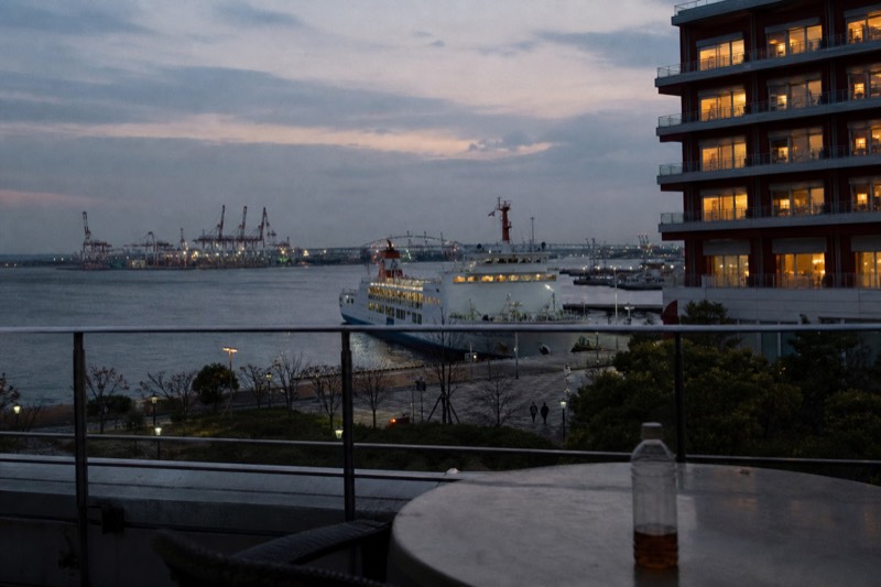 Waterfront hotels and the bay skyline near Tempozan Harbour Village in Osaka
